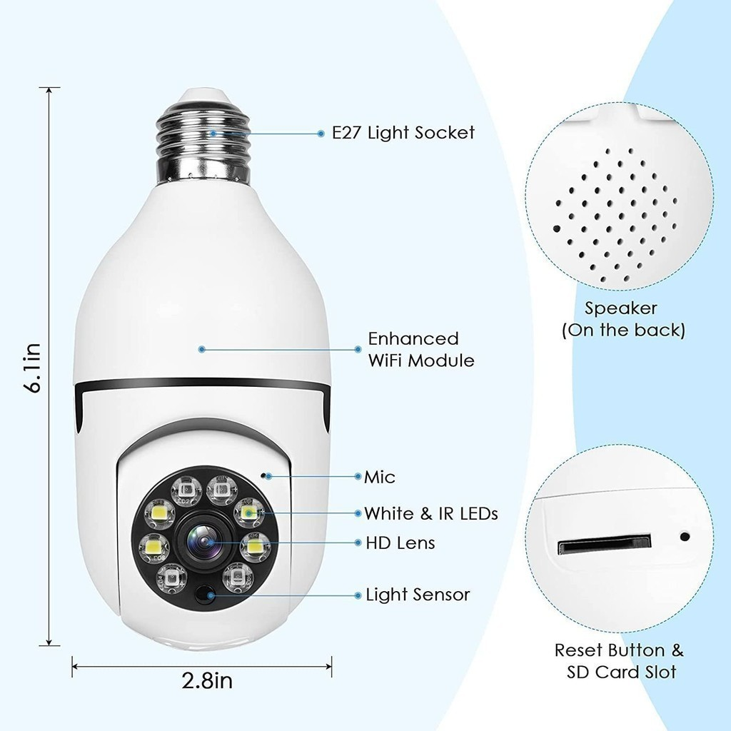 Kit 2 Câmeras Segurança Prova D'água Infravermelho Lâmpada Externa 360 Sem Fio Wifi 2.4G