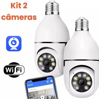 Kit 2 Câmeras Segurança Prova D'água Infravermelho Lâmpada Externa 360 Sem Fio Wifi 2.4G